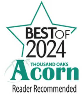 The "Reader Recommended" award logo for the Thousand Oaks Acorn newspaper.