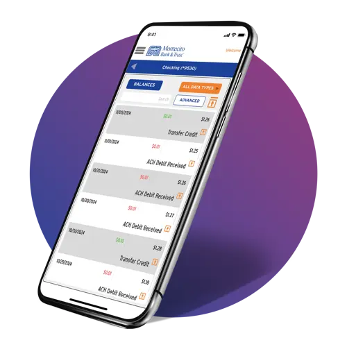 An iphone showing Montecito Bank and Trust app.