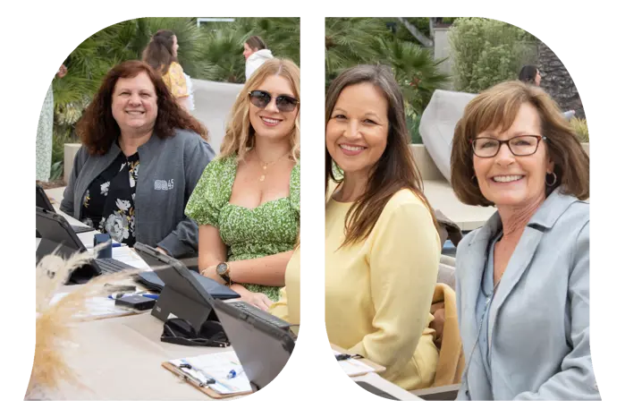 A group of women volunteering at a table.
